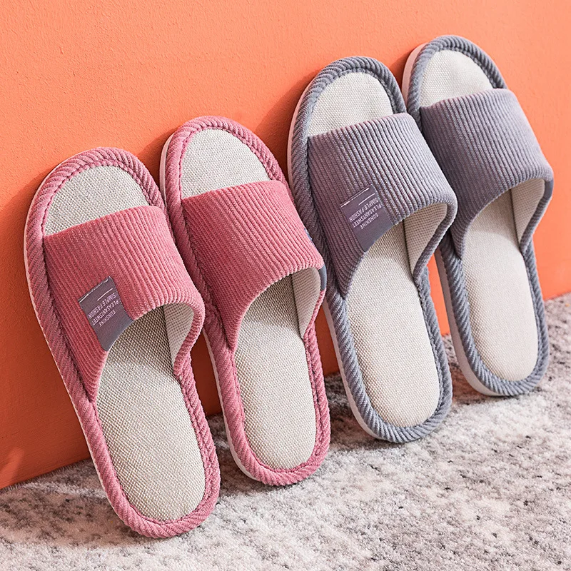 

Four Seasons Soft Sole Cotton and Linen Slippers Portable and Comfortable and Silent Home Lovers Slippers