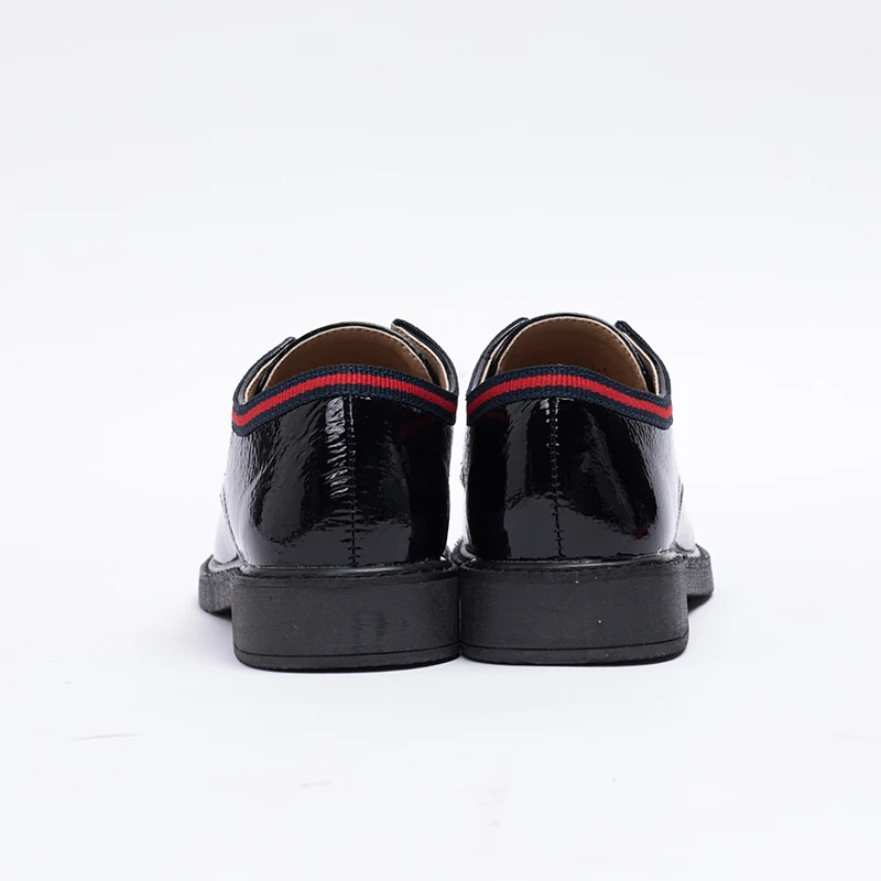 
2020 kids office dress real leather black school children leather shoes with shoelace 