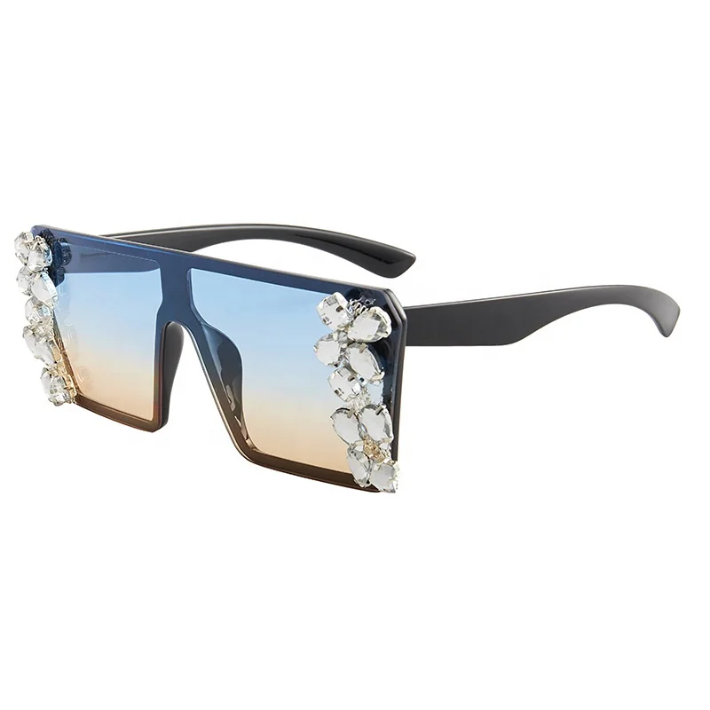 

2020 square fashion large frame diamond luxury sunglasses European and American trend unisex sunglasses