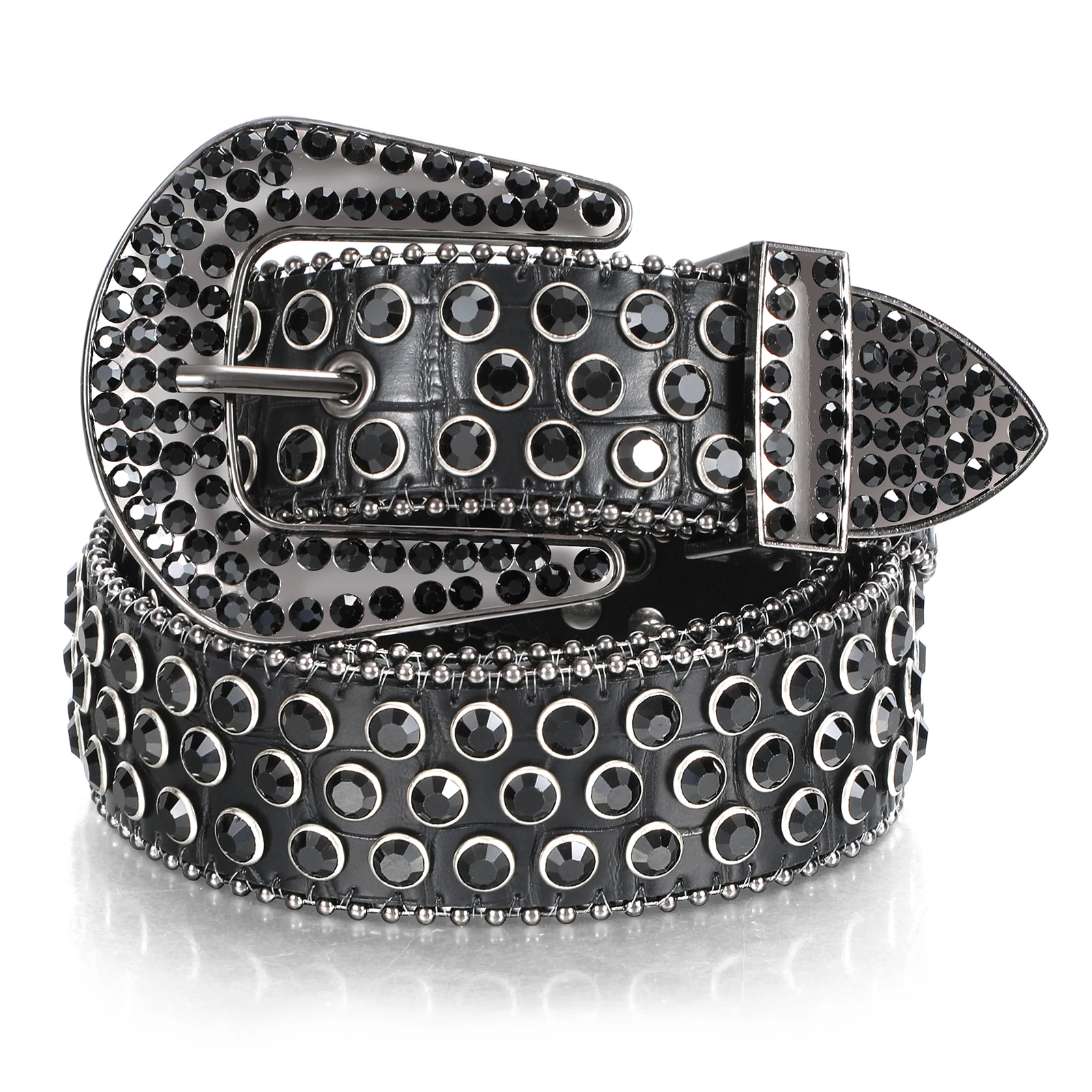 

BB Fast Delivery Luxury Crystal Cool Western Men Women Belt Diamond Studded Rhinestone Belts Sparkle Leather Belts