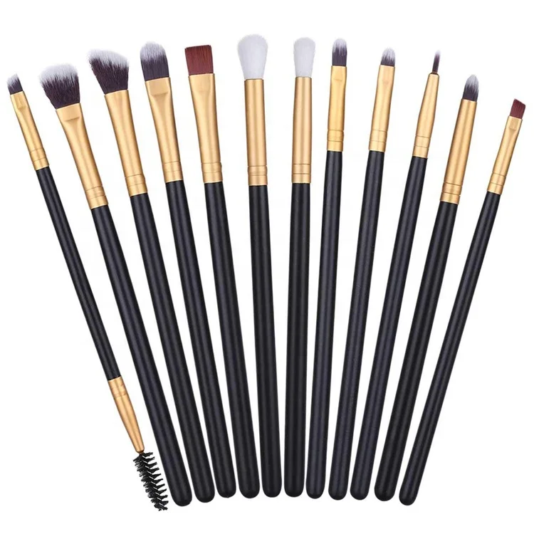 

12pcs Professional black natural hair makeup brushes eyeshadow eye brush set makeup brush