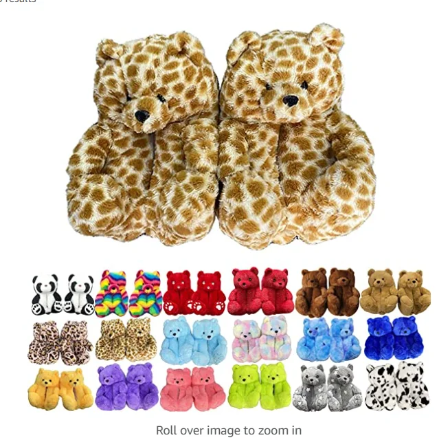 

INS Hot Unisex winter rose teddy bear home slippers Plush Christmas Limited adult teddy bear slippers Wholesale