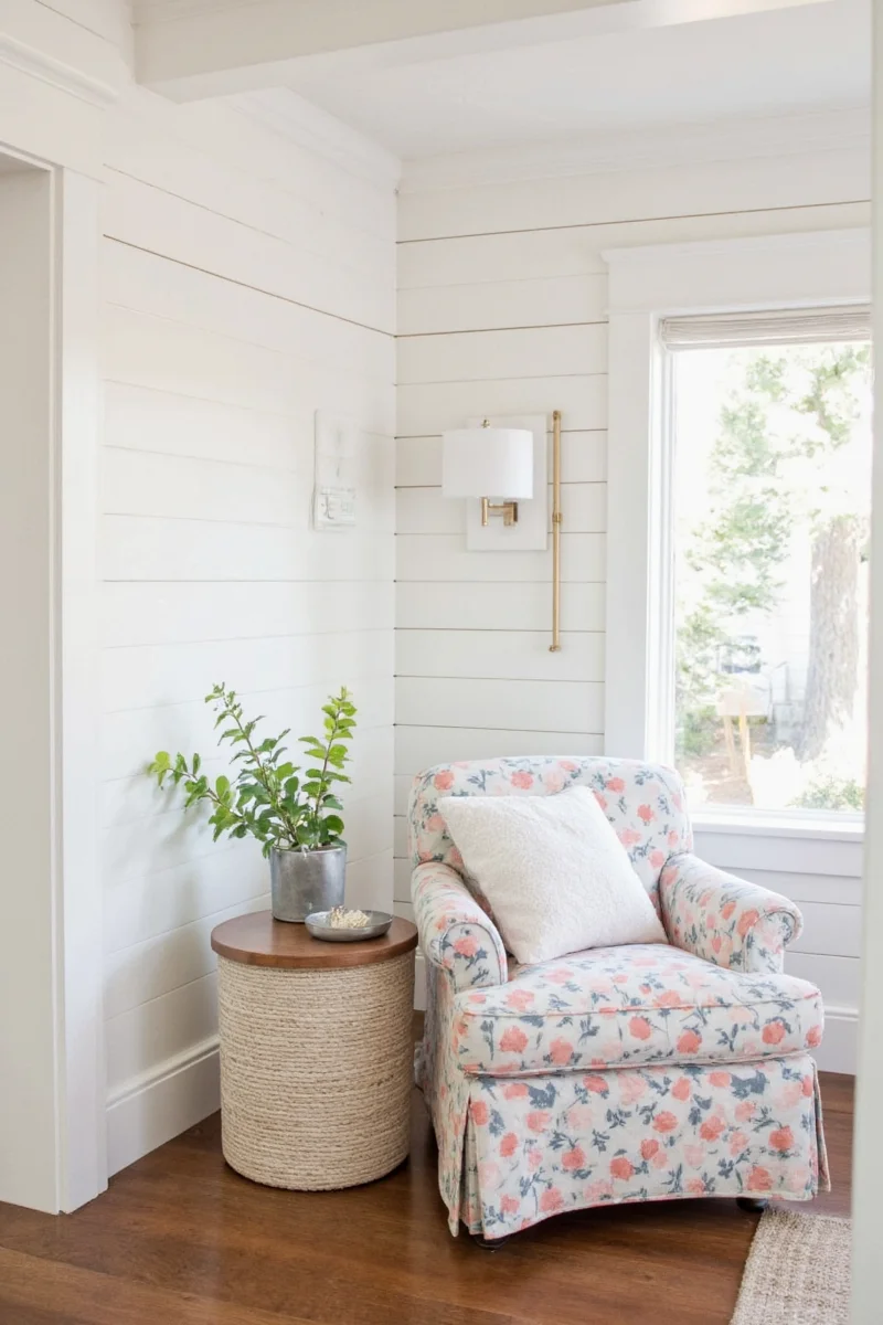 Shiplap wall in modern living room