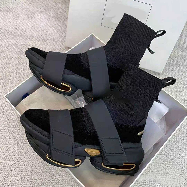 

High top thick sole sock shoes balmin elastic slim knitted Ankle Boots female sneakers, Customer's request