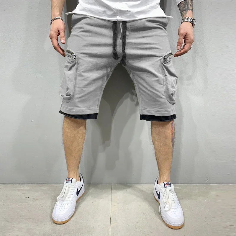 Mens Combat Cargo Shorts Knee Length Westace Plain Cotton Sport Fashion Summer 