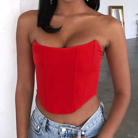 

X00117C Sleeveless Off Shoulder Velvet Fashion Sexy Corset Crop Tops Vest Female Underwear Backless Bustier Top Solid, Black