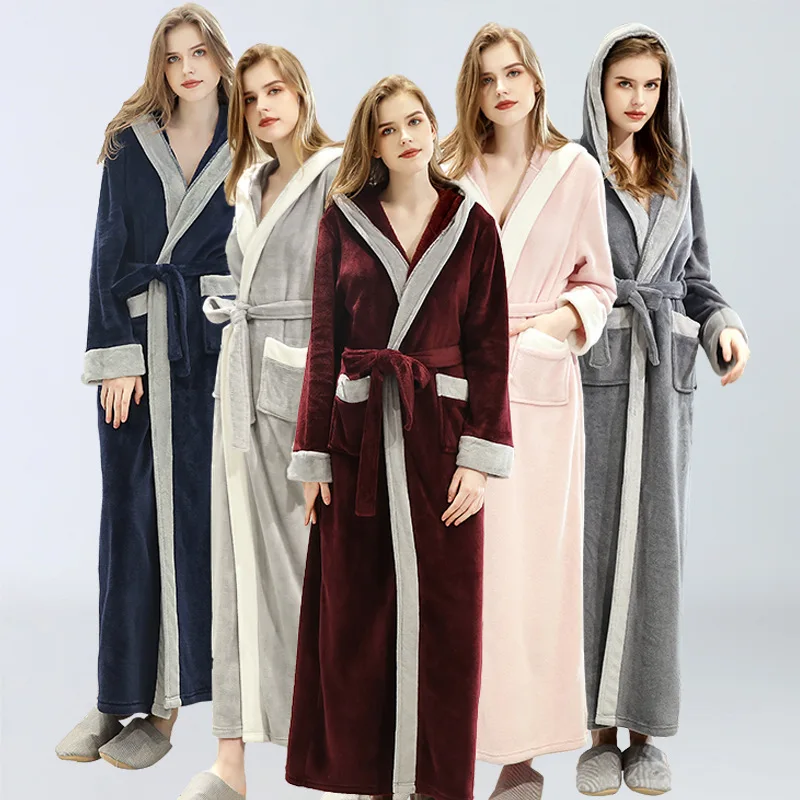 

Hotel Wholesale Cotton Waffle Women Bathrobe Solid Color Pajama Sleepwear Women Long Pajama, Customized color