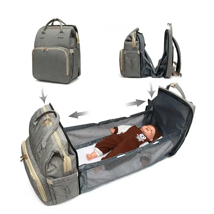 

DB1001 Fashion Multifunction Large Capacity Waterproof Baby Diaper Bag Backpack With Bed