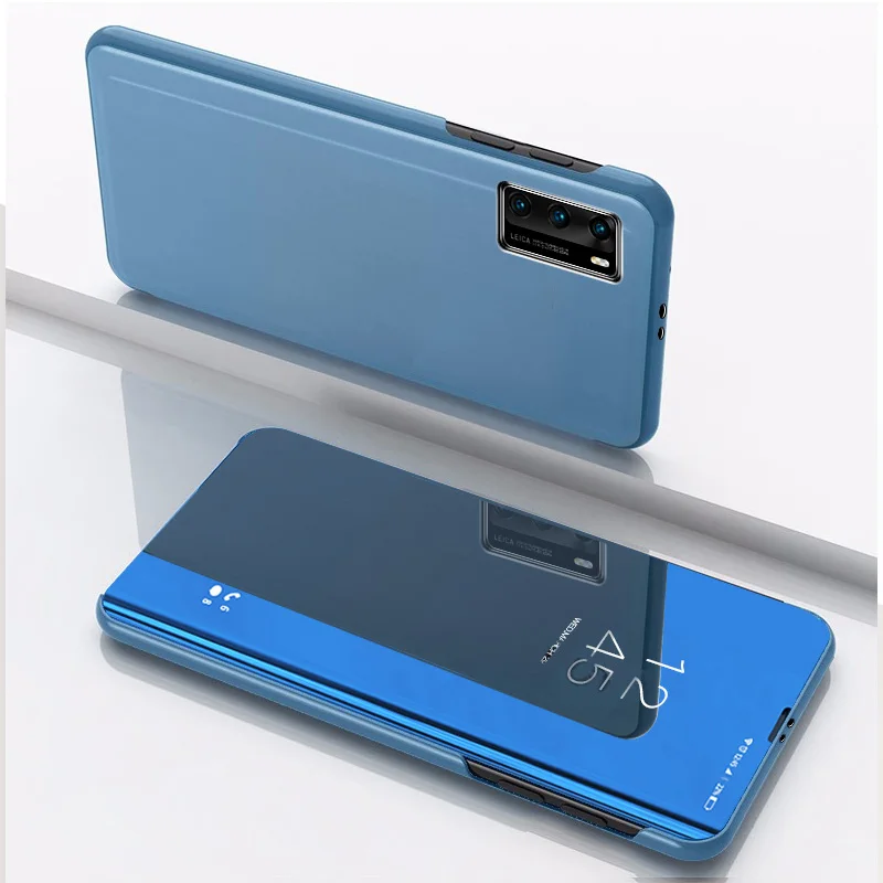 

2020 Clear View Smart Mirror Flip Leather Phone Case For Huawei P40 Pro P40 Lite, Black,blue,gold,silver,pink,purple