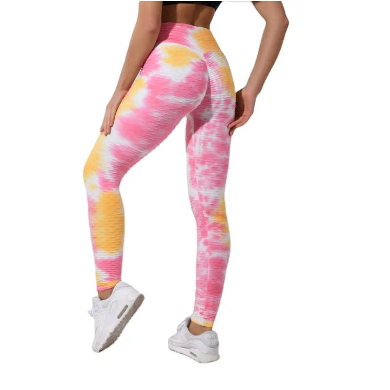 

Bubble Jacquard Pants Slim Breathable Women Tie-dyed Cross-border Leggings Sport Fitness sexy Scrunch Butt Yoga Pants, Customized colors