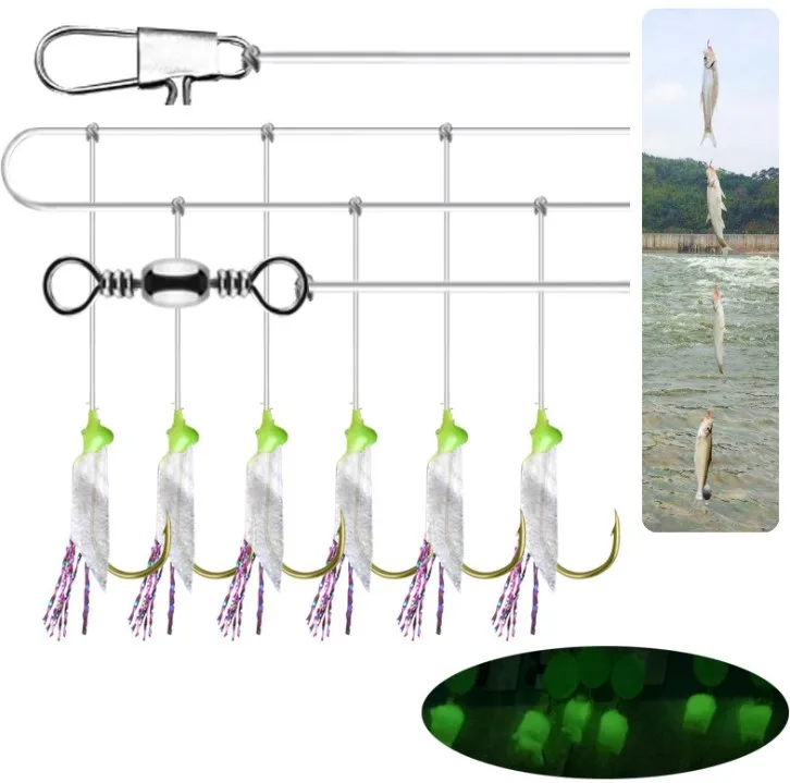

Hot Sale Luminous string Hook With Real Fish Skin, White