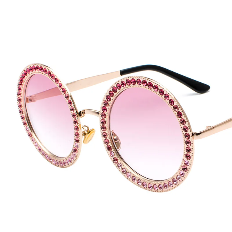 

2021 Oversized Women Rhinestones Sunglasses Colorful Round Diamond Sunglasses