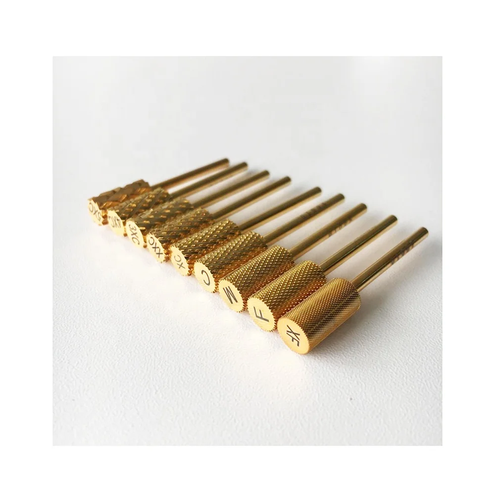 

Wholesale Manicure Machine Tool gold large barrel carbide nail bit