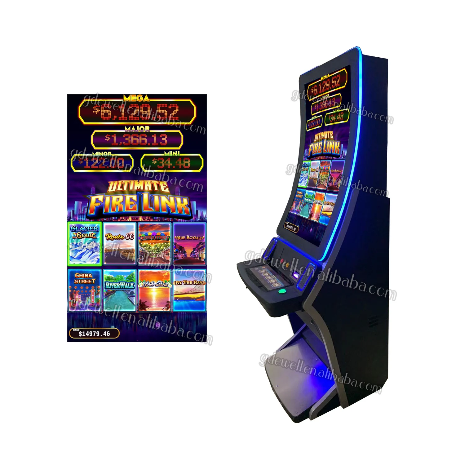 

43inch Curved screen slot machine touch control panel Ultimate fire link slot gambling machine