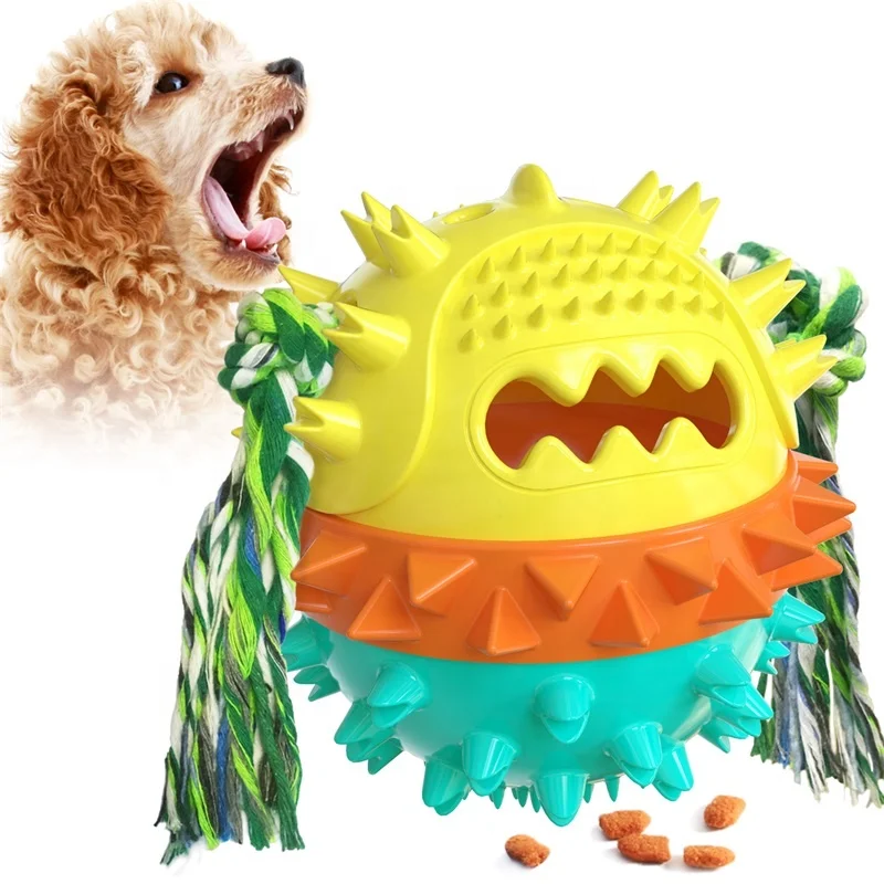 

Multifunction Interactive TPR Teeth-Cleaning Self-Playing Food Dispensing Rubber Ball Chew Dog Toy, Multi