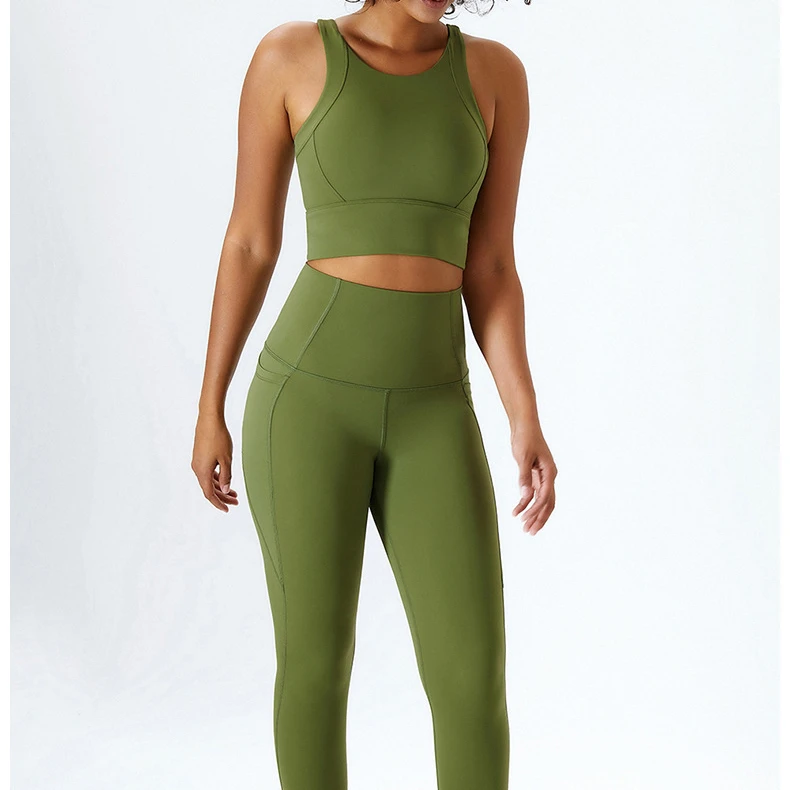 

Custom Logo Organic Recycled Fabric Fitness Yoga Wear Bra And Leggings Yoga Suit Women Sport Gym Clothing Activewear Workout Set