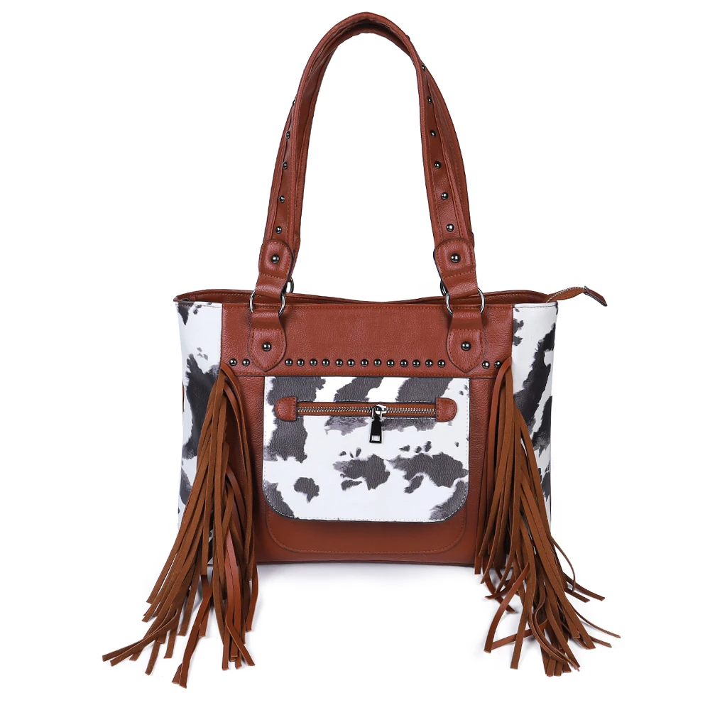 

New Designed Wholesale Sunflower Cowhide Women Fashionable Shoulder Bag With Tassels Fringe Casual Handbags, As picture