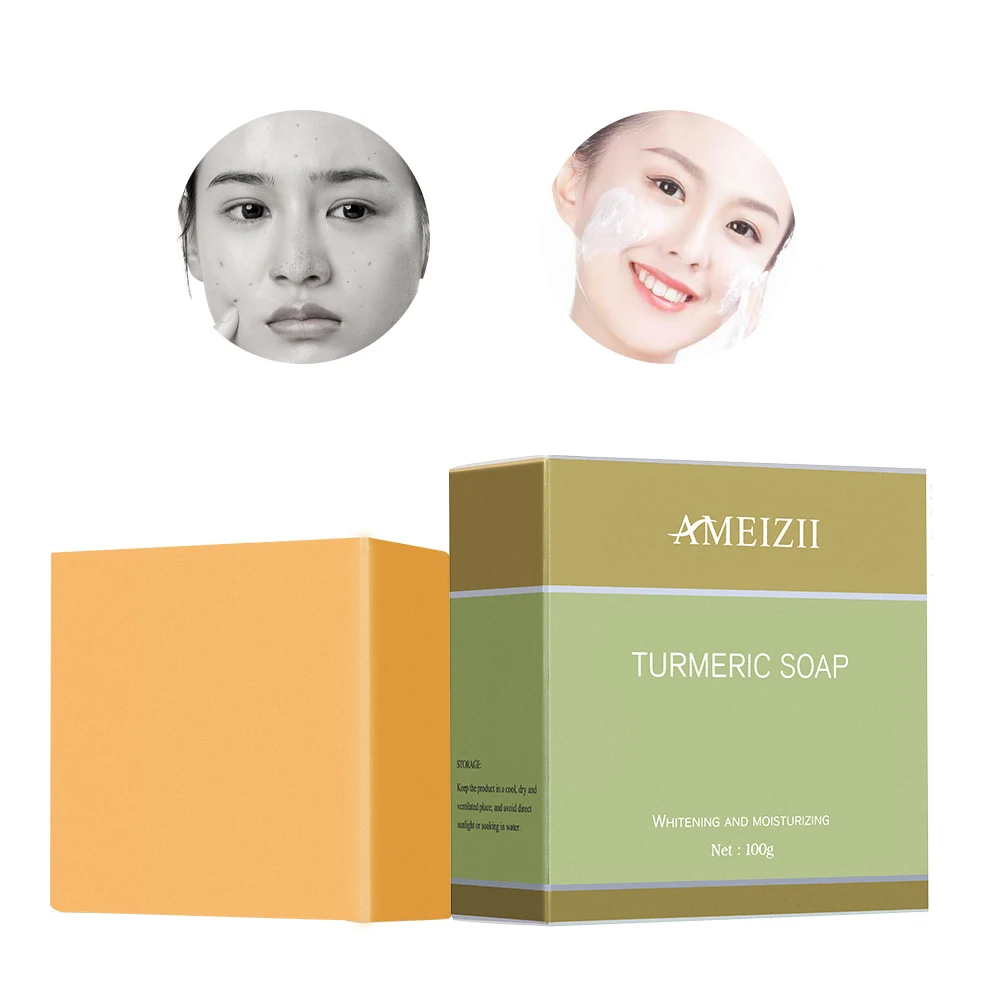 

Private Label Natural Turmeric Soap Skin Deep Cleansing Soap Facial Whitening Care Laminas De Jabon Shea Butter Body Bath Soap