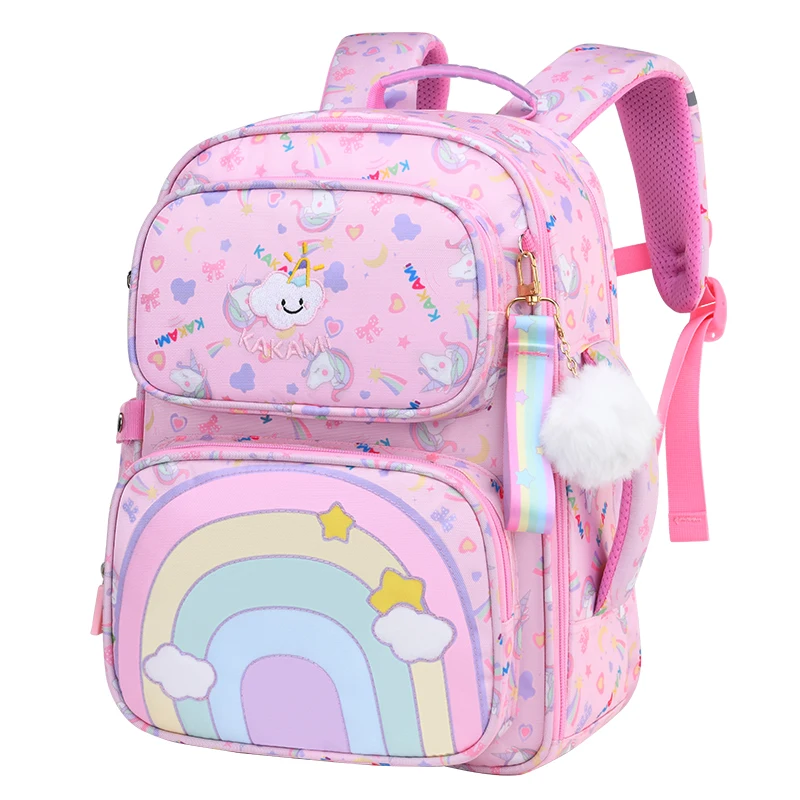 

school bag space decompression shoulders boys reduce burden on spine protection girls first, second and third grade, Mix color
