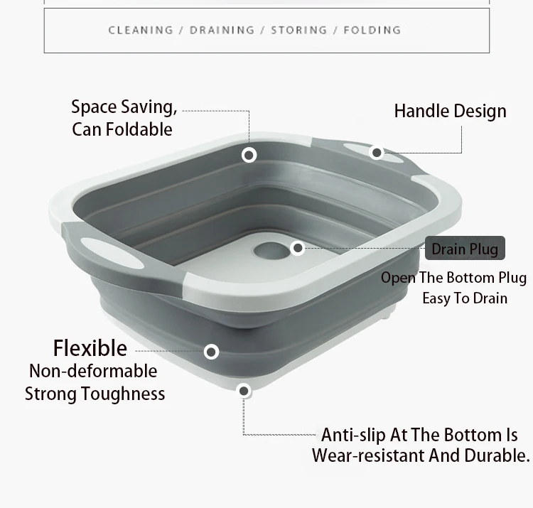 Multifonction 3 En 1 Pliant Planche À Découper Cuisine Pliable Panier de Vidange de Blocs À Découper Lavage Panier Organisateur de Cuisine