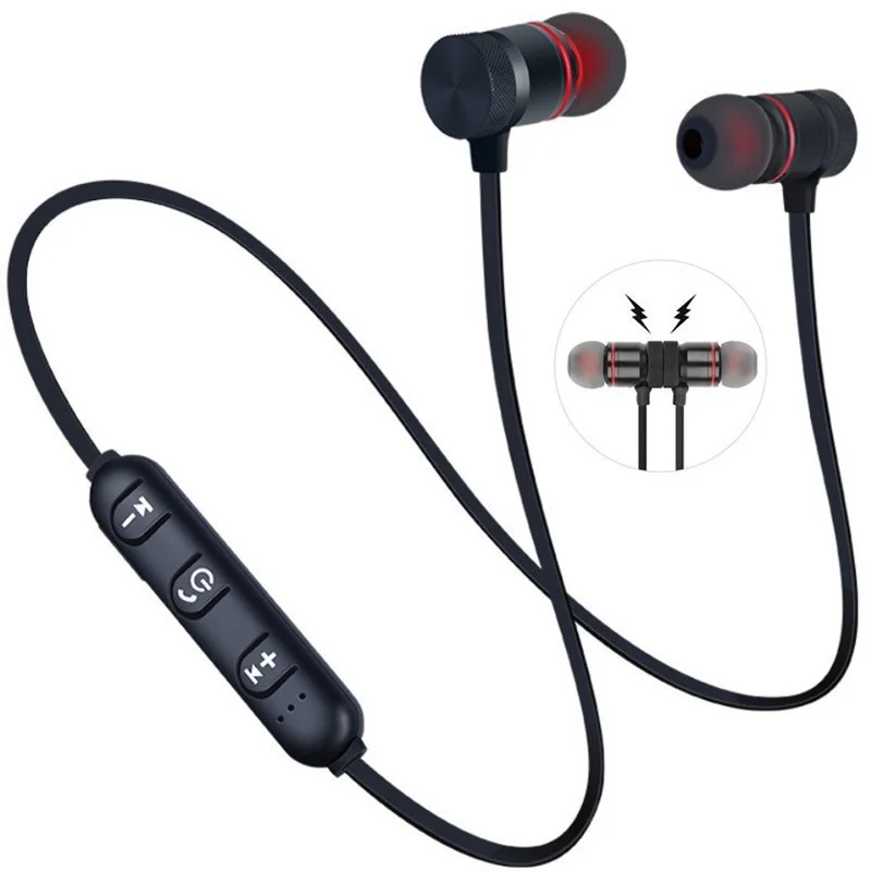

XT6 Magnetic V4.2 Earphone Sport Running Wireless Neckband Headset Headphone with Mic Stereo Music For Huawei Xiaomi, Black,gold