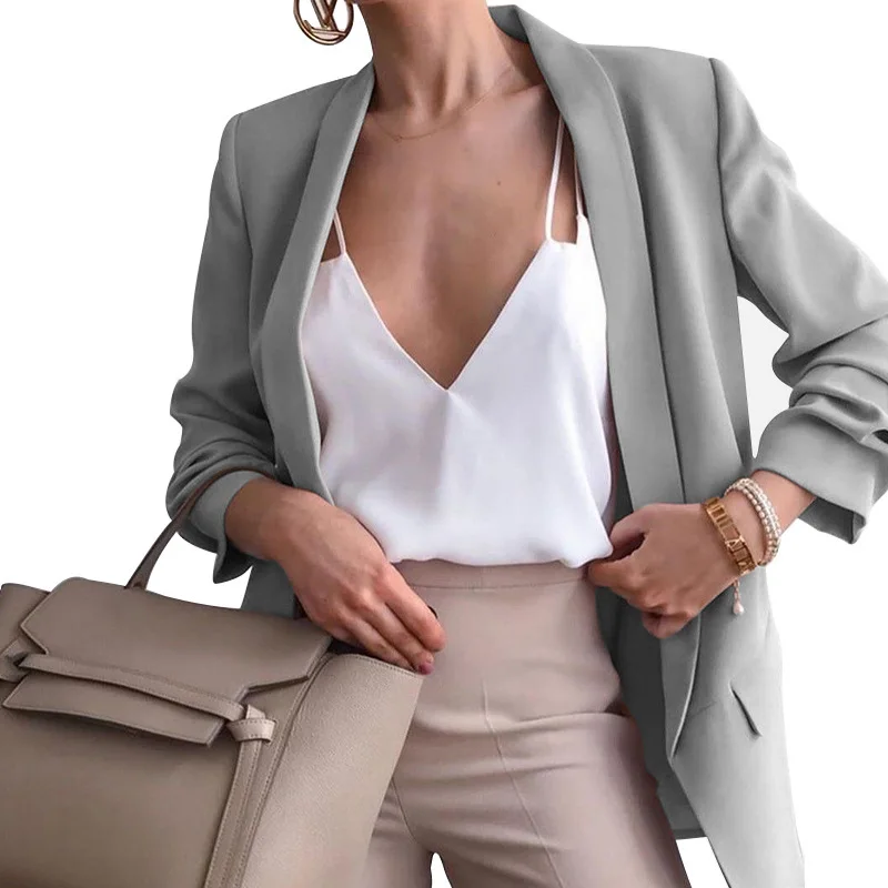 

Wholesale 2021 New Women's Cardigan Jacket European and American Fashion Lapel Slim Cardigan Small Suit