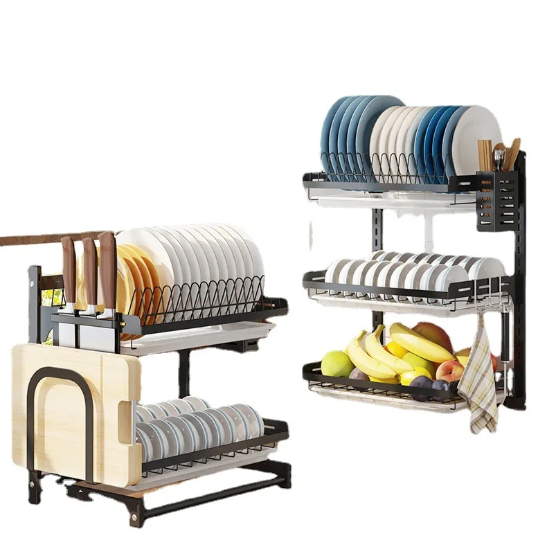 

Space-saving Kitchen Storage Stainless Steel Dish Rack Dish Drainer Rack Large
