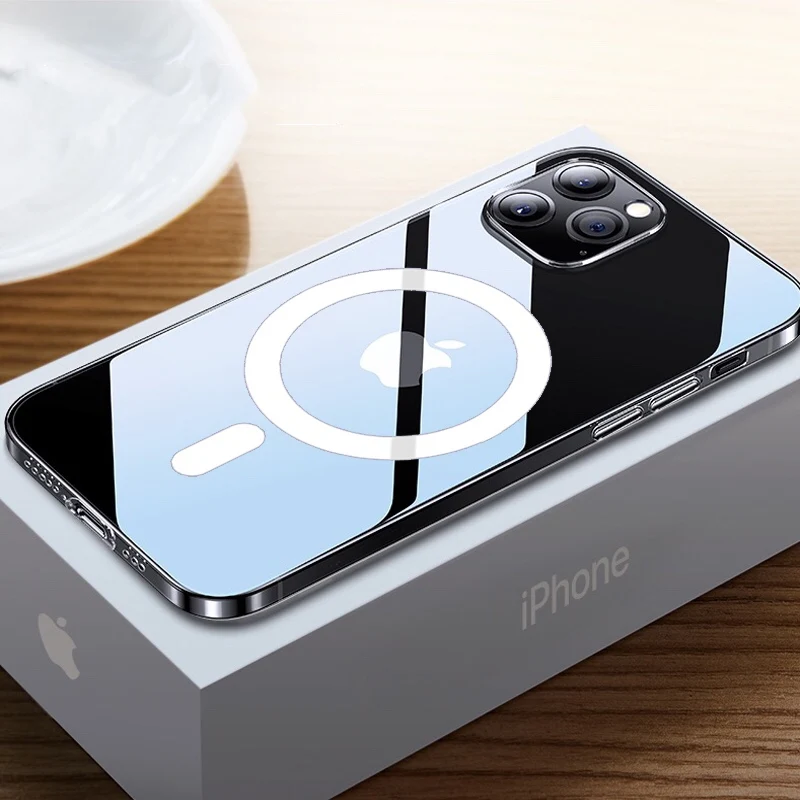

OEM mobile Phone Clear Mag-Safe Charger Magnetic TPU PC Phone Case For iph 12 Pro Case Support Wireless Charging