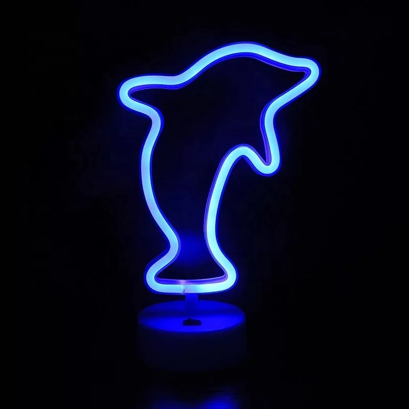 Dolphin shape animal neon sign night light for kids boys girls gifts birthday party room decoration