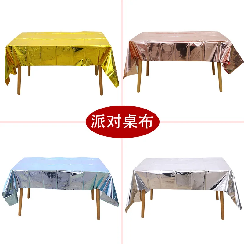 

Hot saleWedding table decorationDisposable birthday party decorative aluminum film tablecloth 137*274 aluminium foil tablecloth