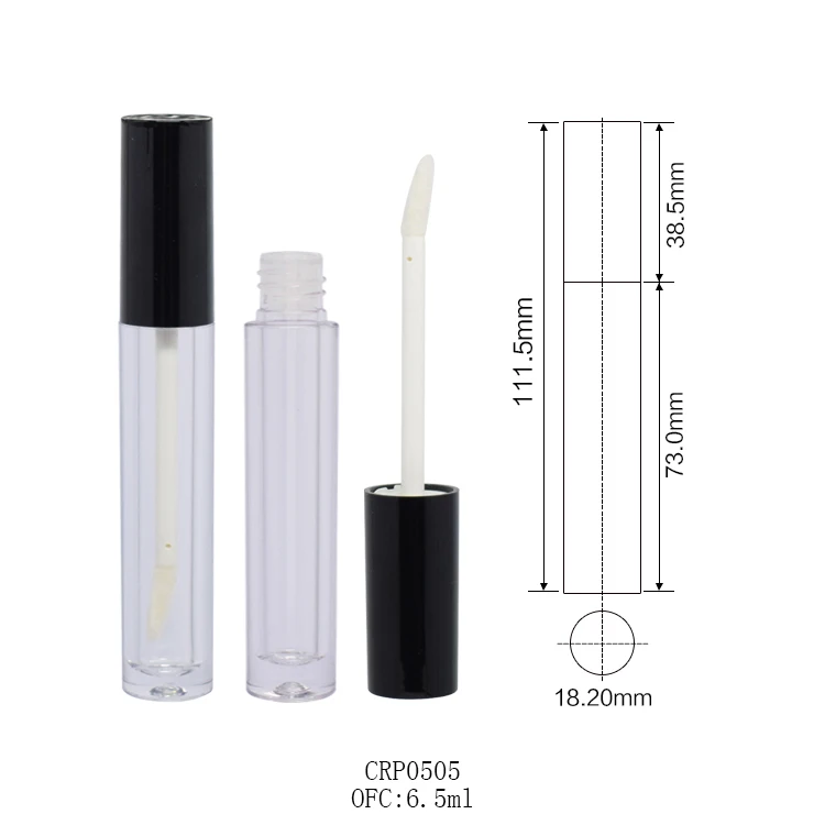 High quality empty lipgloss tube packaging custom empty lip gloss tubes 6.5ml black cap lip gloss containers tube