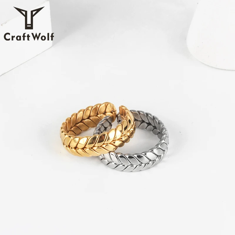 

Craft Wolf 2020 Fashion fine minimalist Jewelry women men Gold Silver plated Stainless Steel Adjustable couple love Ring