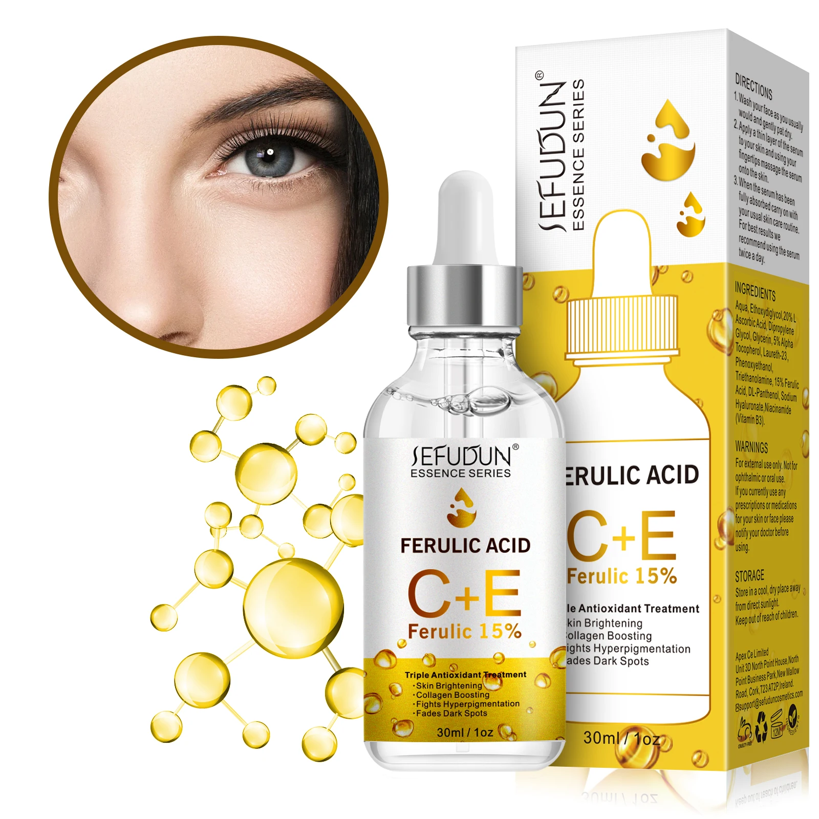 

SEFUDUN repair sun damage 30ml anti-aging whitening nourish firming skin anti oxidation vitamin c ferulic acid serum