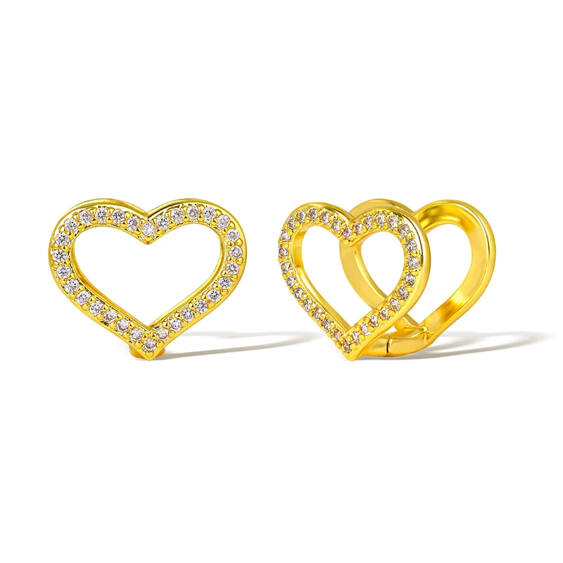 Small Wholesale Jewelry 2023 New Arrivals Gold Plated Women Minimal Hoop Earring Small Heart Hoop Earrings