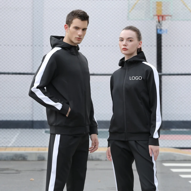 

Wholesale Jogging Wear 2 Piece Sweatsuits Training Gym Jogger Track Suits Custom Mens Full Zip Hooded Jogging Wear Tracksuit