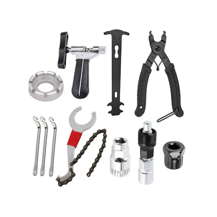 

Mountain road bike multifunctional repair tool bottom axle/flywheel/chain/crank removal tool, Black/sliver