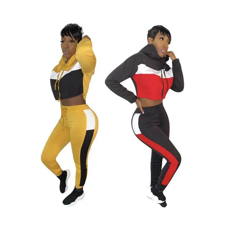 C93173 lady 2 piece pant set womens clothing latest design 2020 women patchwork two piece set