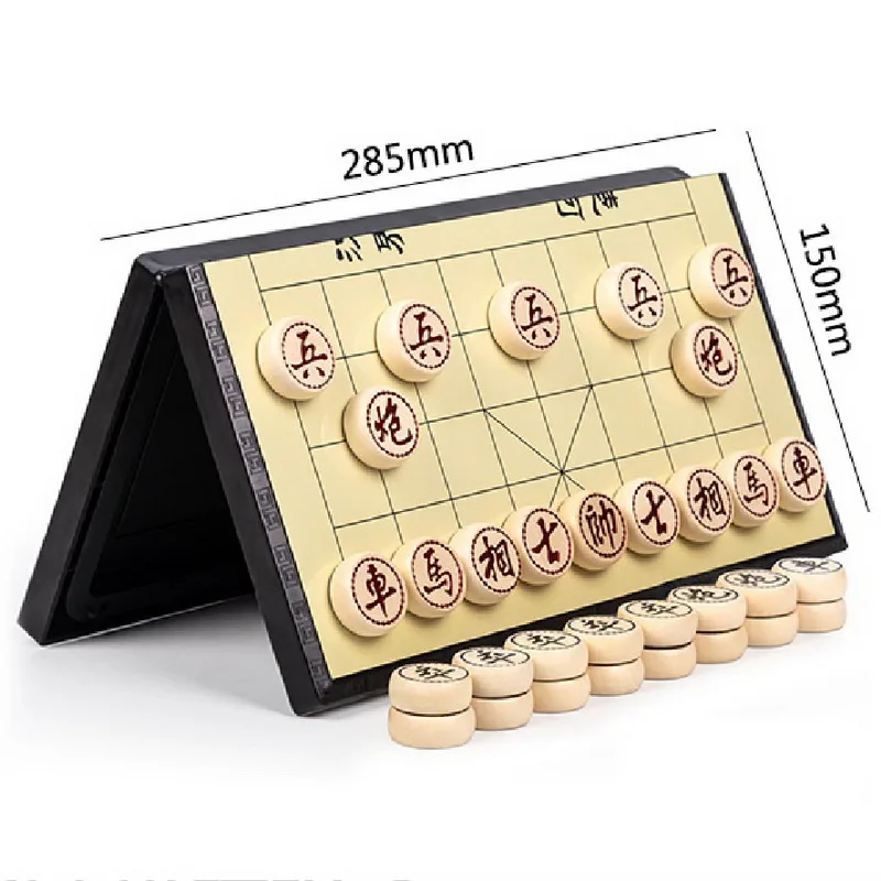 

Customized magnetic portable folding chess board Chinese chess children students beginners introduction to magnetic wood chess