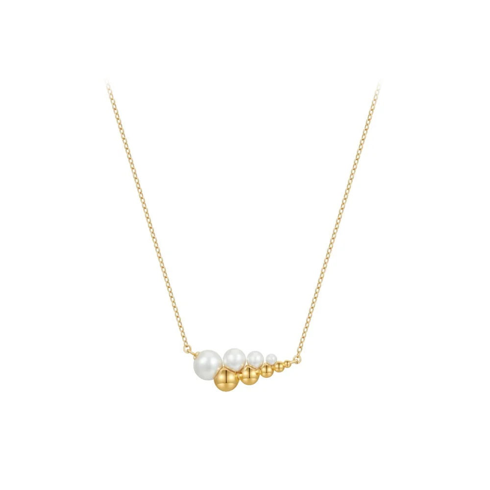 

Latest 18K Gold Plated Brass Jewelry Irregular Mini Big Ball Bead Pearls Pendant Choker For Women Accessories Necklace P233406