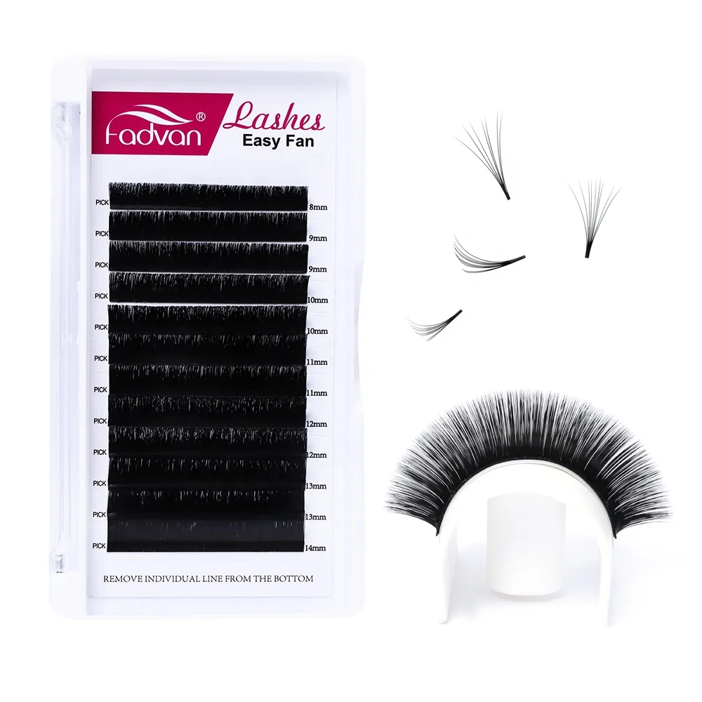 

Mega Volume Easy Fan Eyelash Extensions Light Self Fanning Lashes 0.07mm C D Curl 20-25Mix Rapid Blooming Easy Fan Matte Black