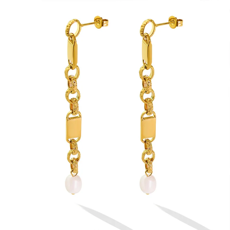 

Carline New Style Freshwater Pearl Earrings Stainless Steel Earrings 18K Gold Plated Earrings For Women