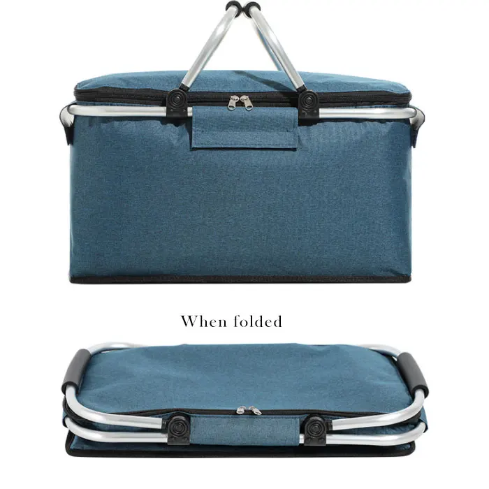 

Promotional Camping Shopping Basket Household Storage Folding Insulated Tote Outdoor Picnic Cooler Bag, Customized color