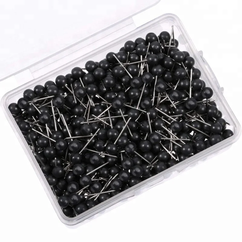 

500pcs/box 1/ 8 Inch metal Black color plastic head Map Push Pins Map Tacks