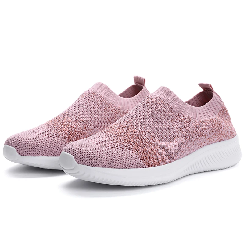 

Light Weight Slip-on Sneakers Fashion Simple Breathable Sports Shoes for Ladies Sock Shoes, Black.grey.pink