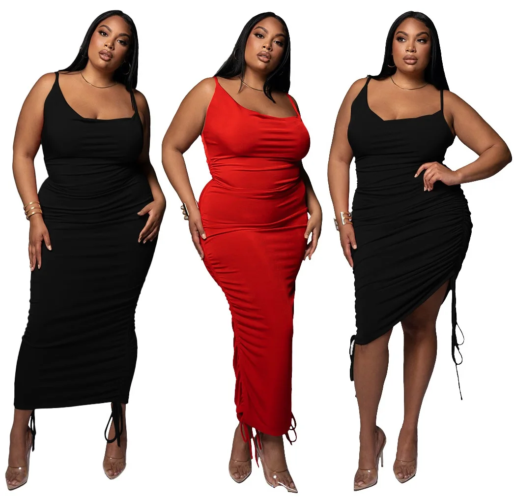 

New Arrivals Sexy Plus Size Dresses Womens Halter Off Shoulder Summer Dress Maxi Dresses Sundress, Picture color