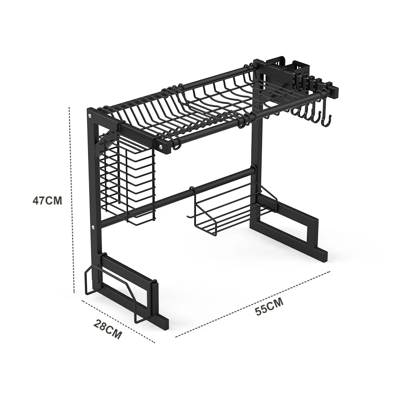 

High Quality Easy Assembly Over The Sink Kitchen Plate Hanging Dish Drying Rack Sink Drain Dish Rack, Black (optional)