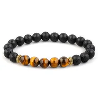 

8MM Lava stone bracelets for women man bracelet with Tiger eye Natural stone Beaded Bracelet