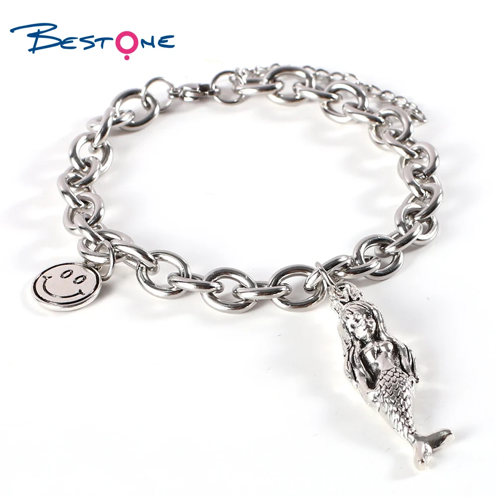 

Fashion 304 Stainless Steel Jewelry Chain Charms Bracelet for Women Men