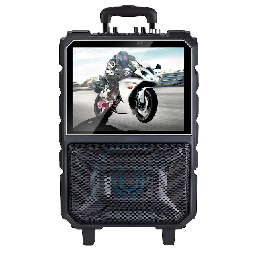 

Weier  Stage audio display screen speaker with wireless microphone Mobile outdoor drawbar video audio speaker