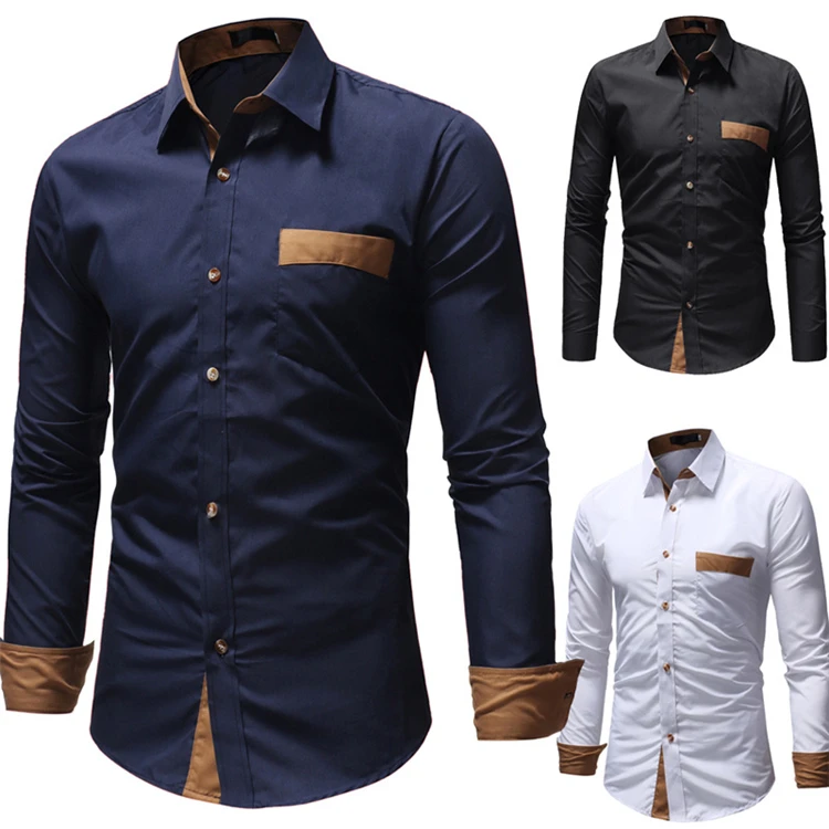 

Best selling classic men long sleeve shirt 2021 new casual men button up shirt slim fit office shirt for men